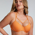 Scallop Lurex Bikini Top, Orange