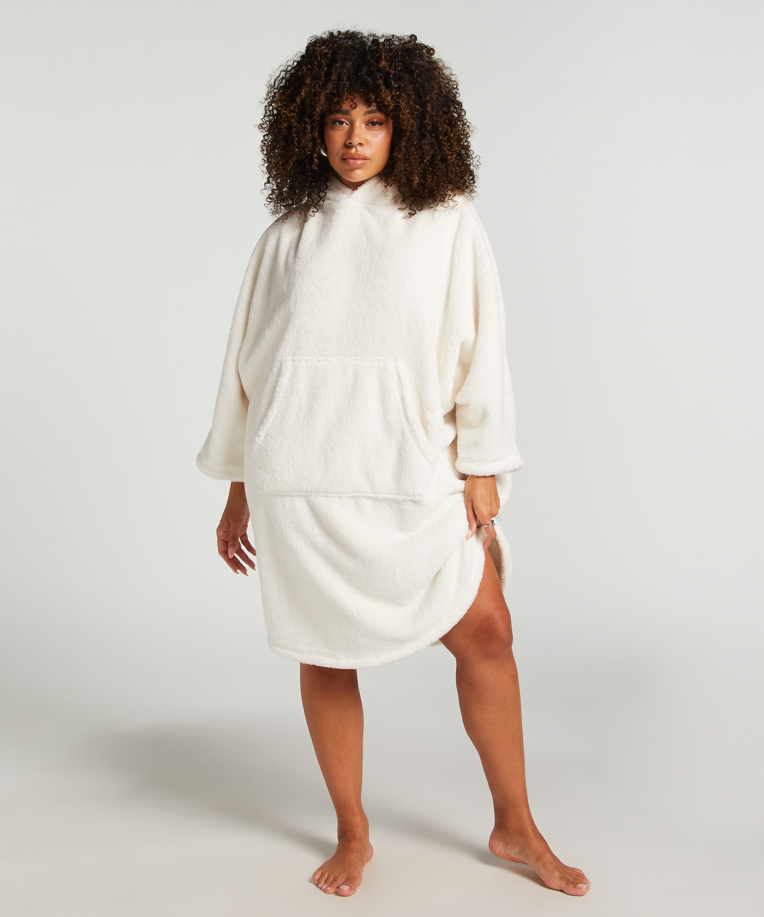 Snuggle Fleece Lounge Dress, White, main