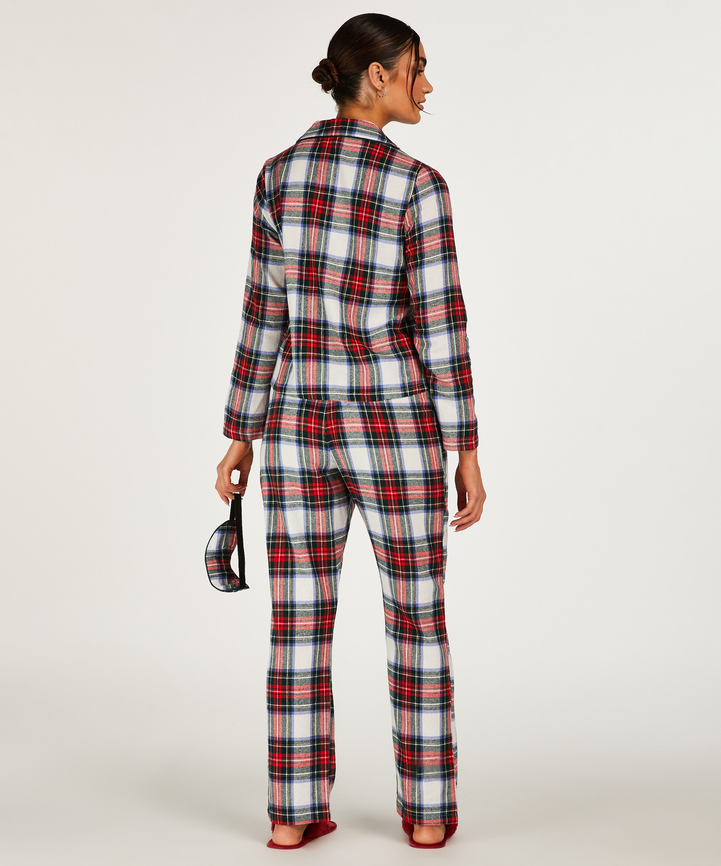 Twill Check Pyjama Set, White, main