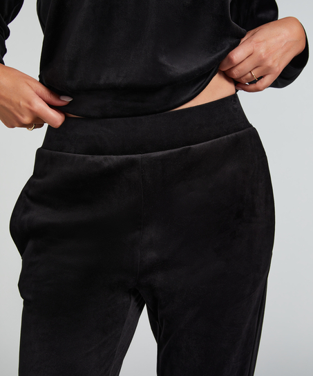 Tall Velours Jogging Bottoms, Black