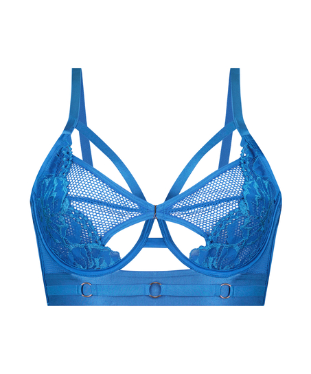 Pleasure Non-Padded Underwired Longline Bra, Blue