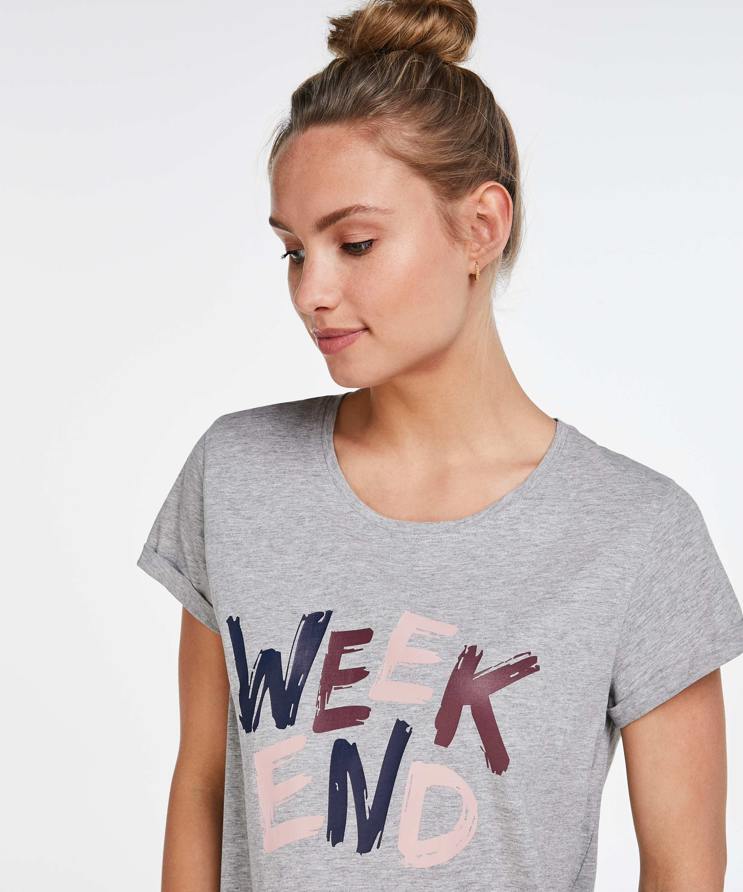 Round Neck Nightshirt, Grey, main