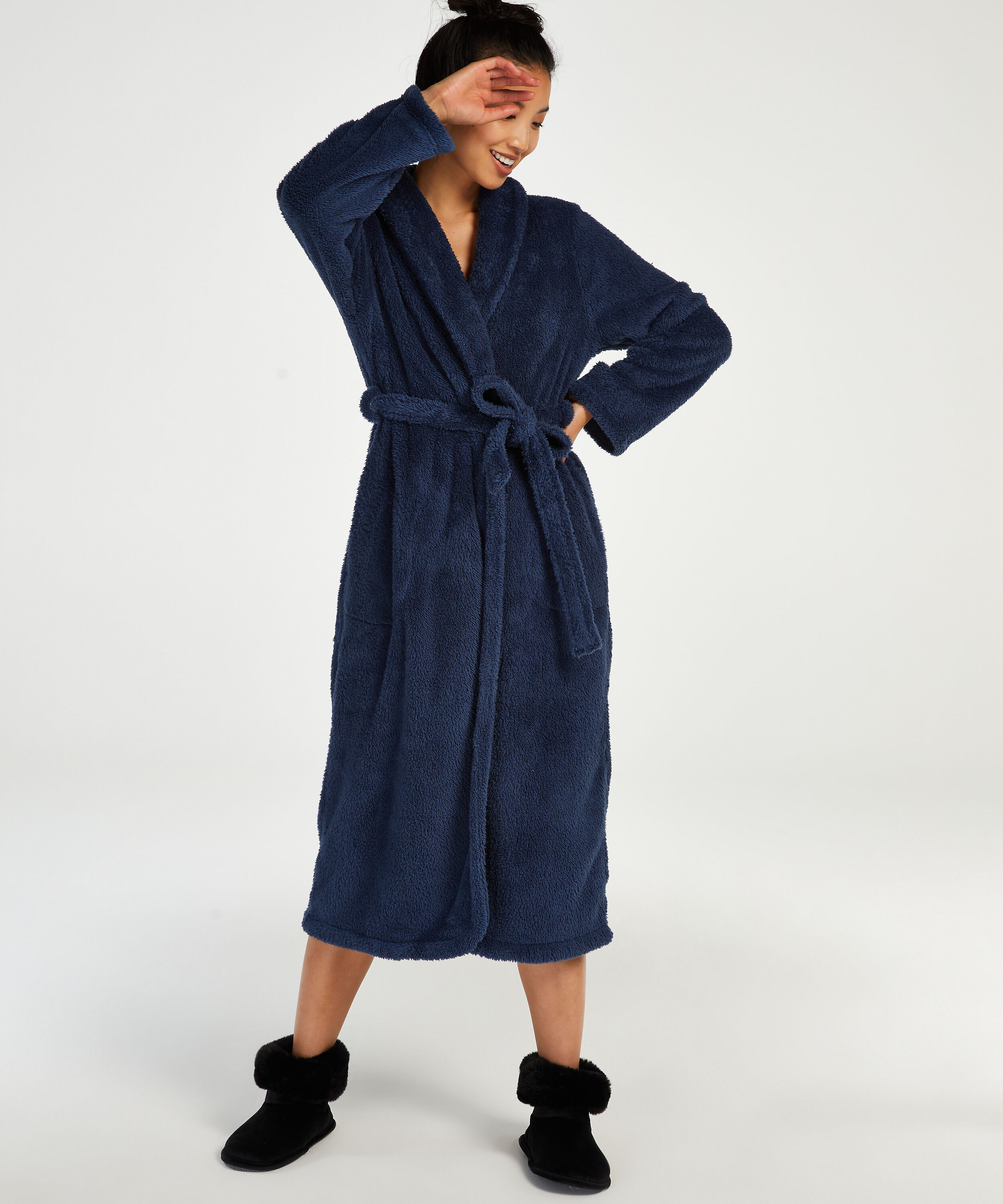 Fleece Bathrobe, Blue