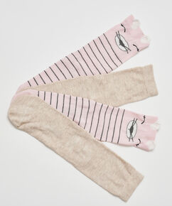 2 Pairs Cotton Socks, Pink
