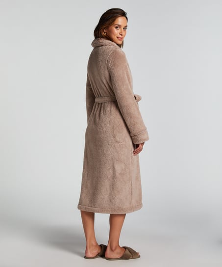 Fleece Bathrobe, Beige