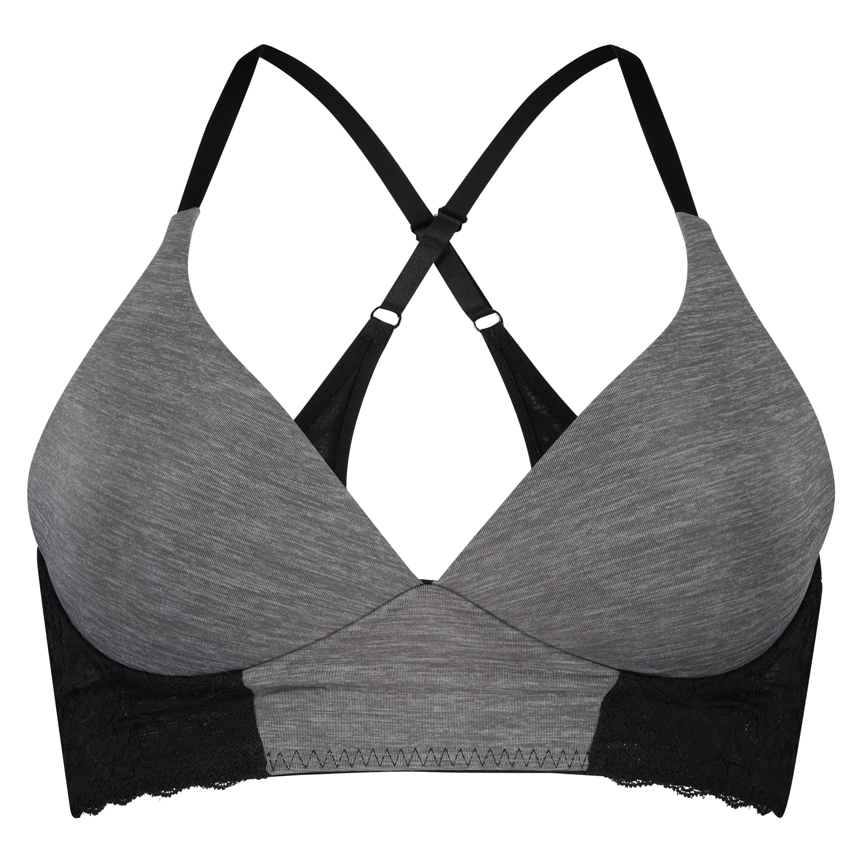 Ava Padded Non-Underwired Bra, Grey, main