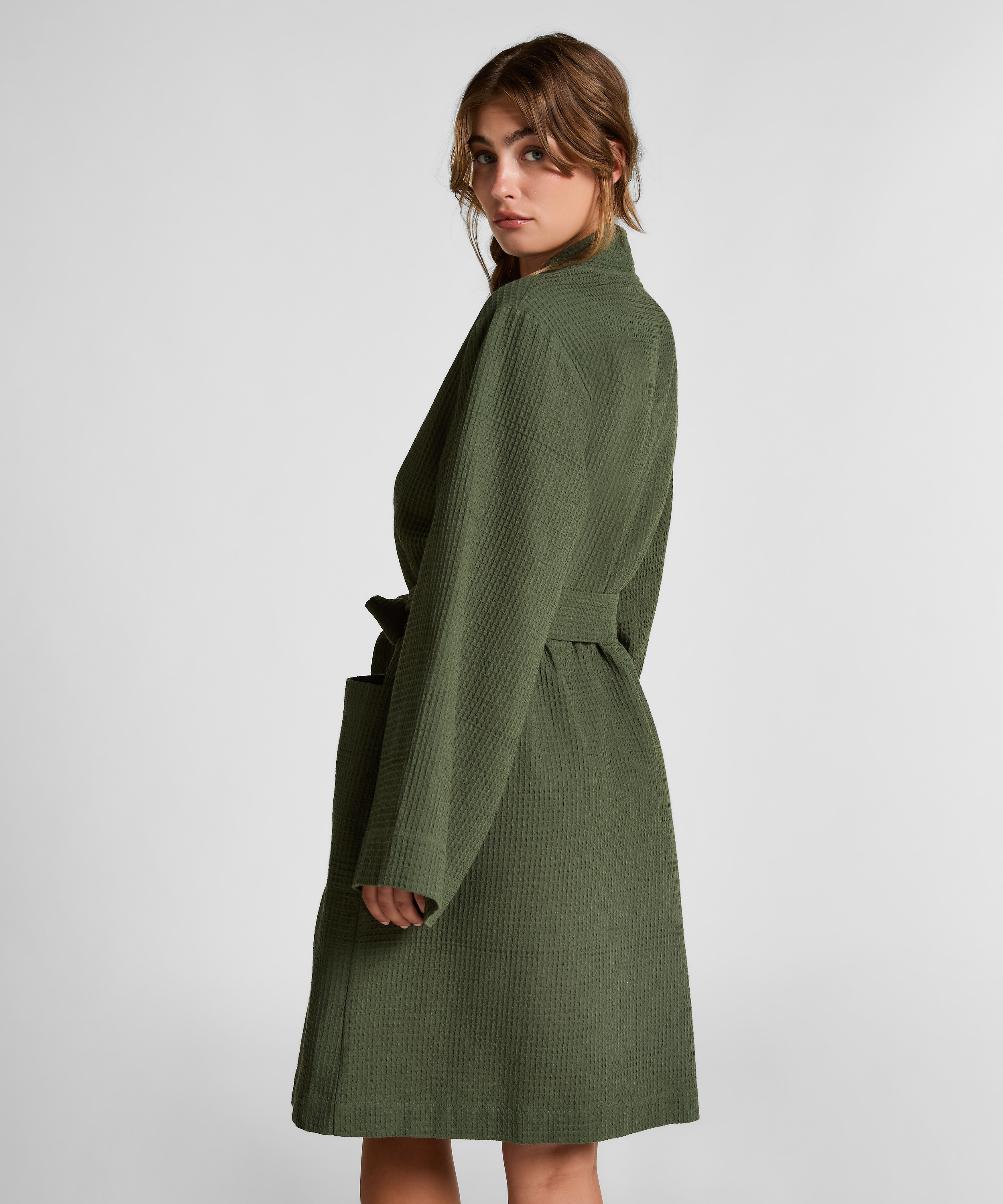 Waffle Bathrobe, Green, main