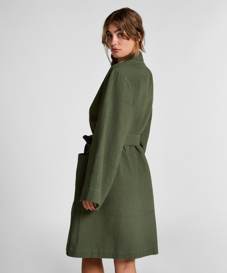 Waffle Bathrobe, Green