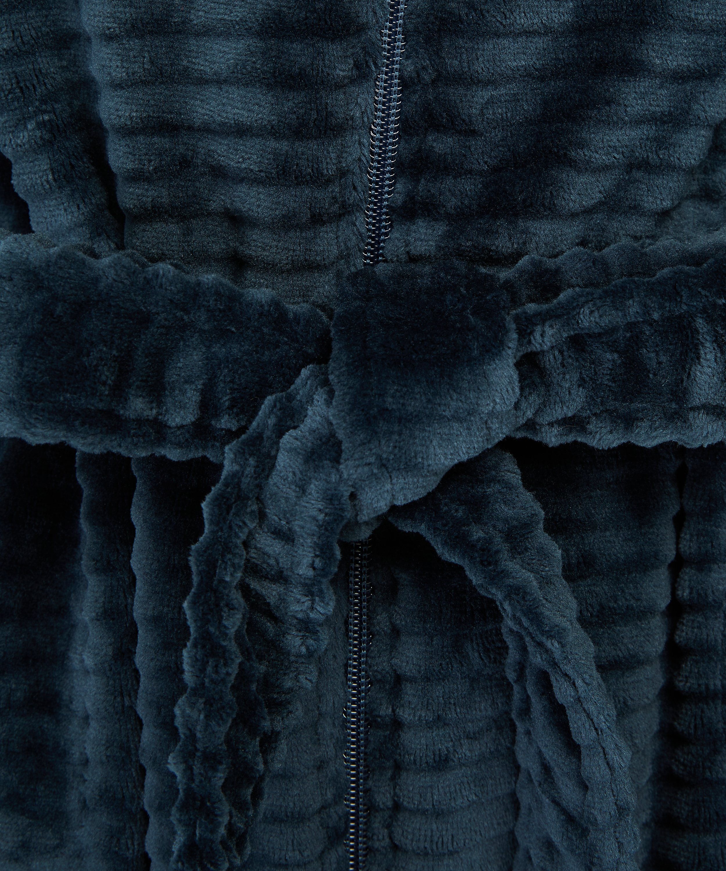 Zip Fleece Bathrobe, Blue, main