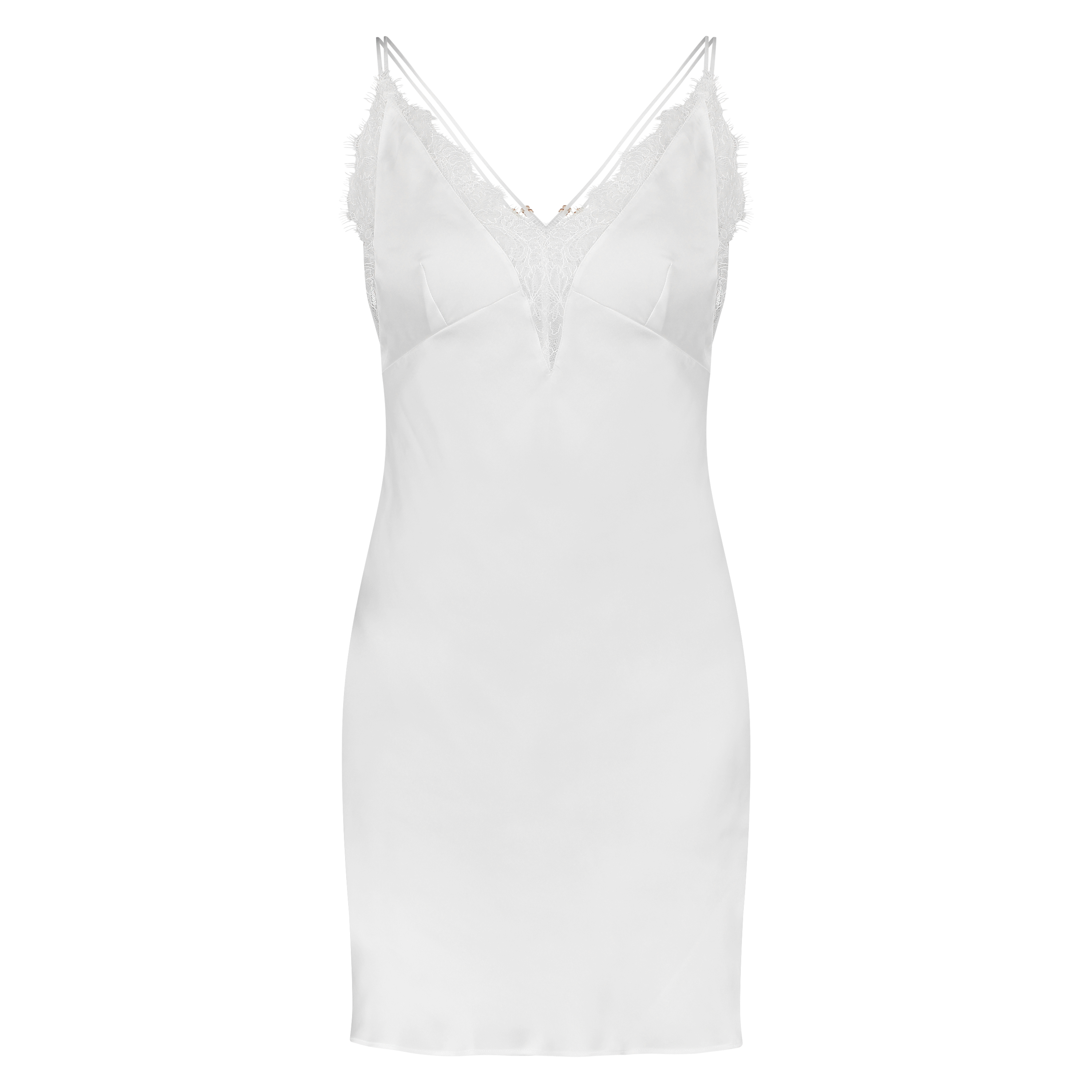 Satin Lily slip dress, White, main