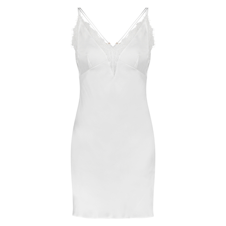 Satin Lily slip dress, White