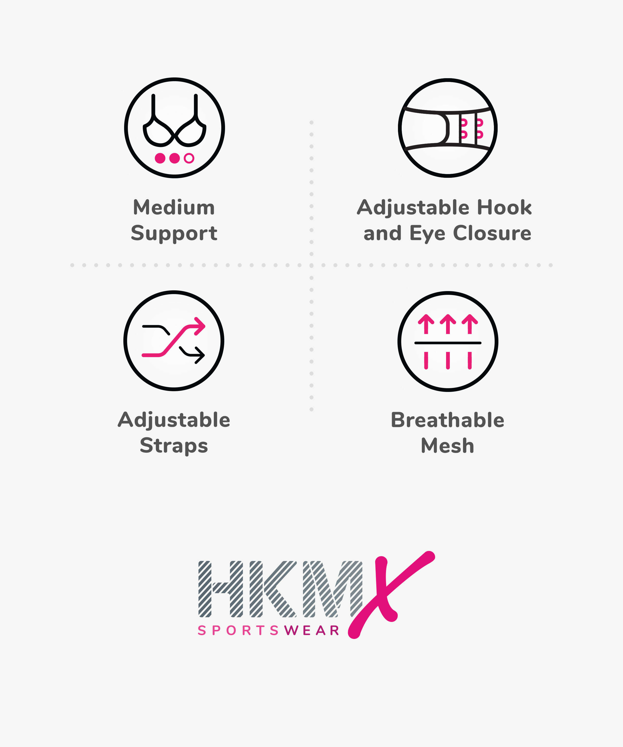 HKMX Sports bra The All Star Level 2, Black, main