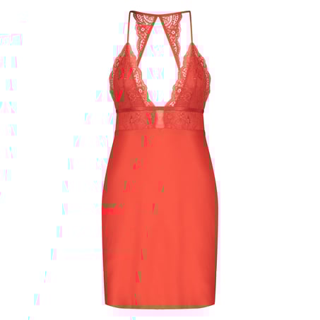 Satin lace slip dress, Red