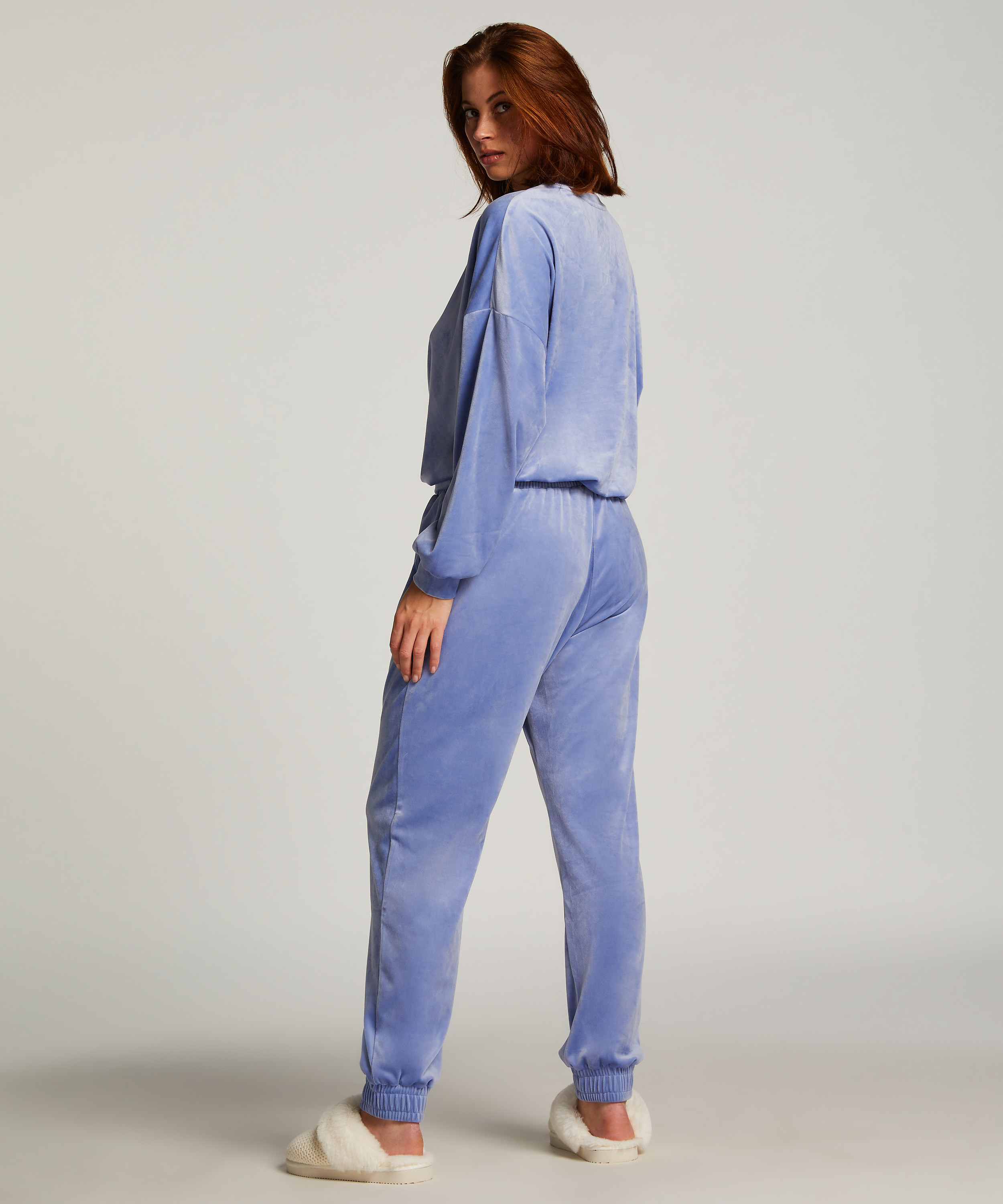 Velours Jogging Pants, Blue, main
