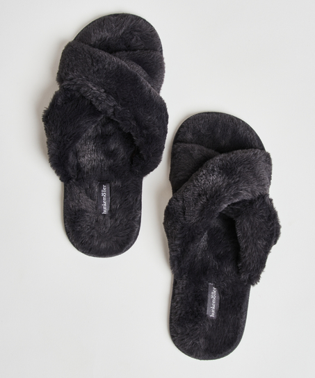 Cross Straps Indoor Sandals, Grey