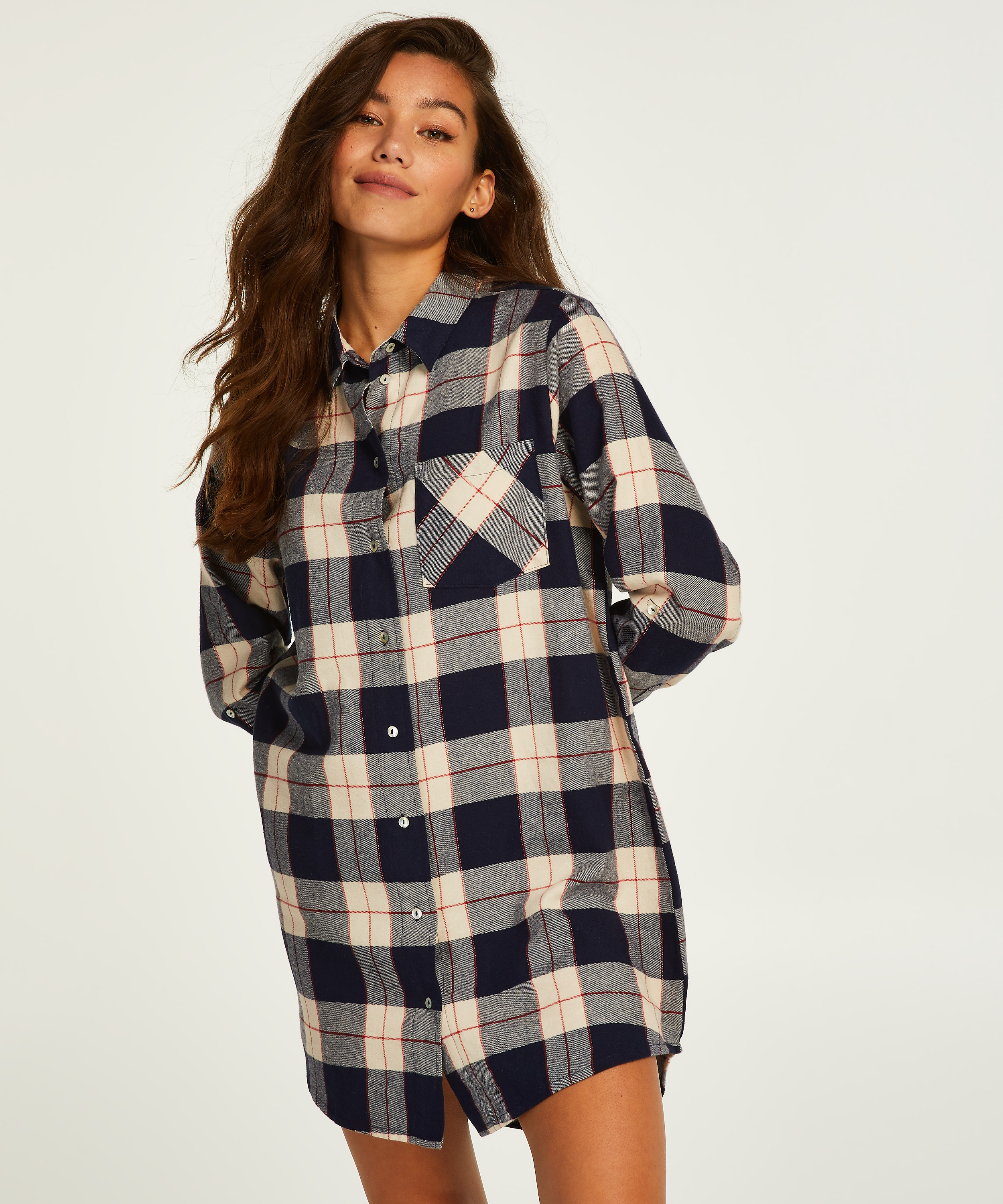 Boyfriend Check Nightshirt, Blue, main