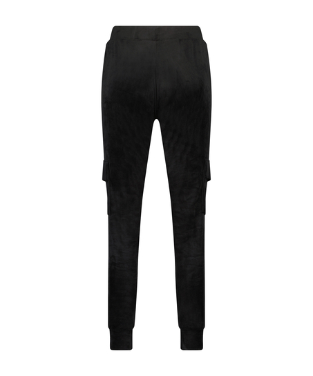 Tall Velours Jogging Bottoms, Black