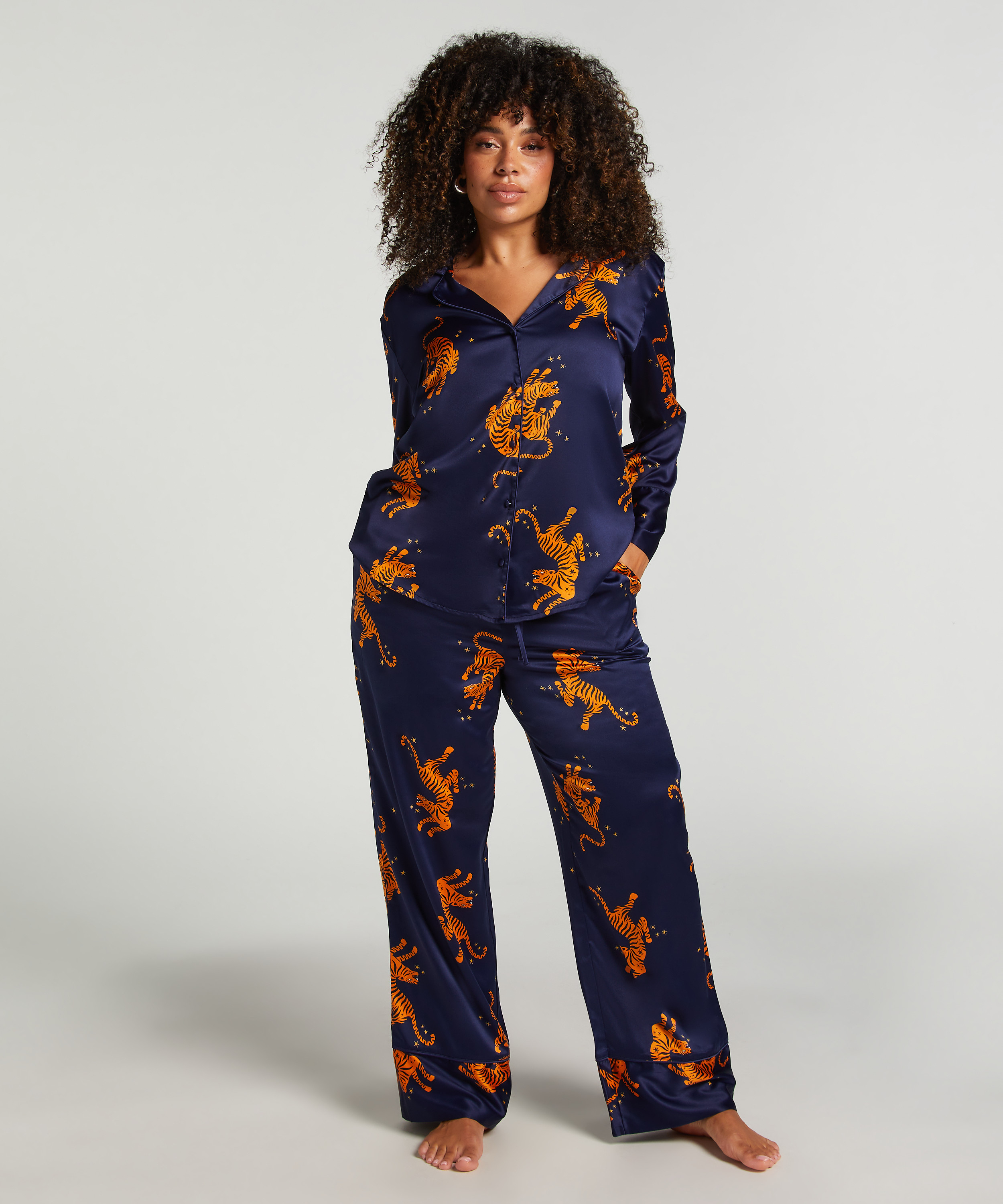 Satin Long-Sleeved Jacket, Blue, main