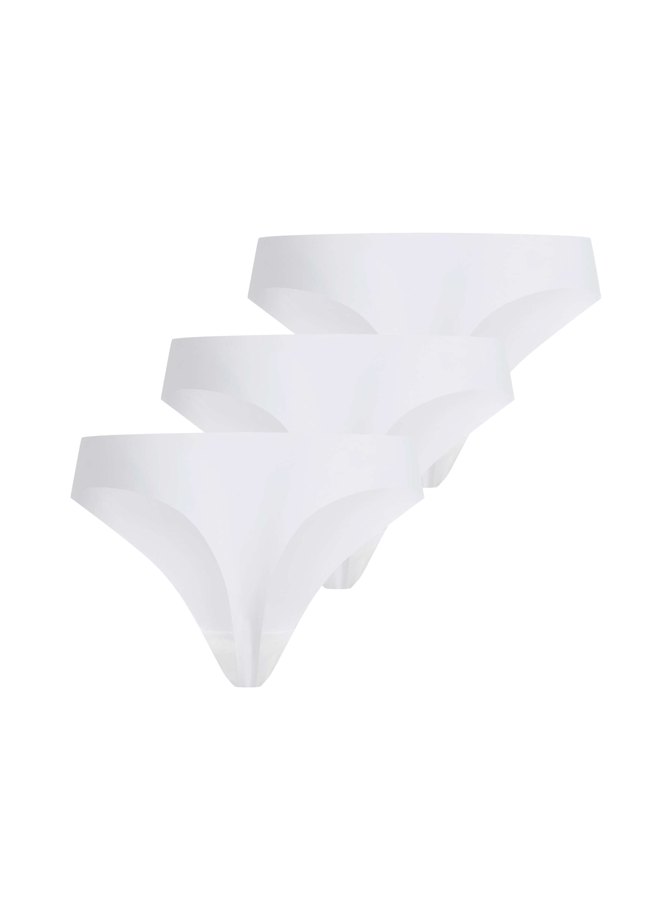 3 Pack Lace Black Invisible Thong, White, main