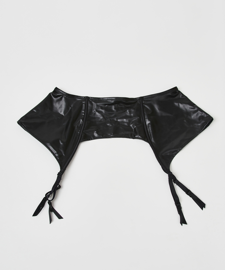 Private leather-look suspenders, Black