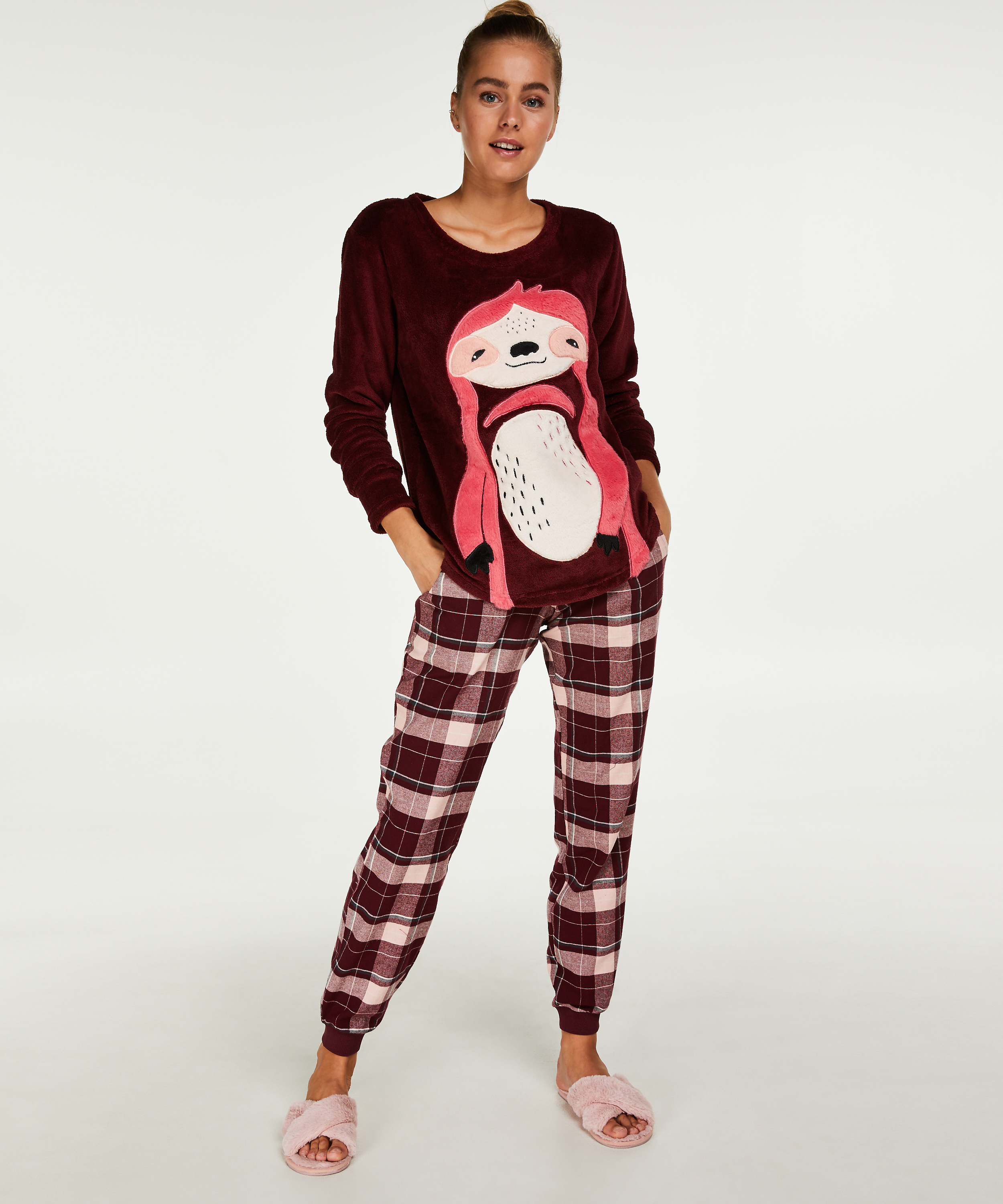 Long Fleece Sweater, Red, main