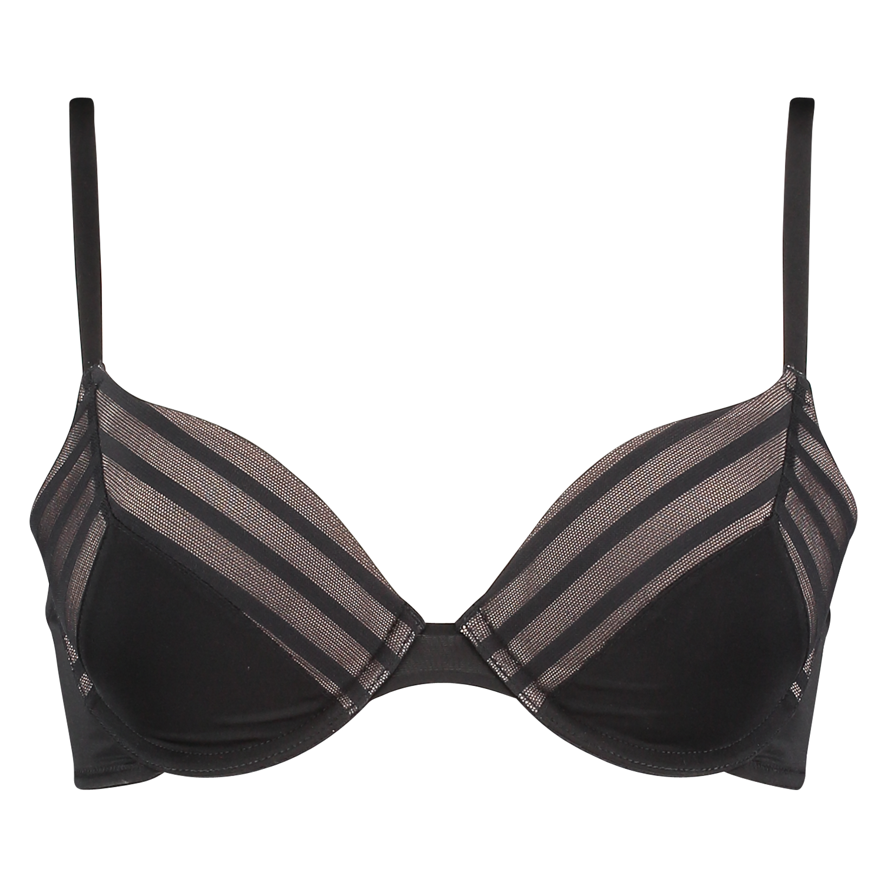 Padded and underwired bra Sheila stripe, Black, main