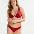 Pagoda non-padded underwired bikini top, Red