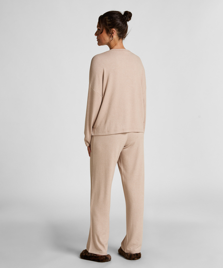 Brushed Jersey Trousers, Beige