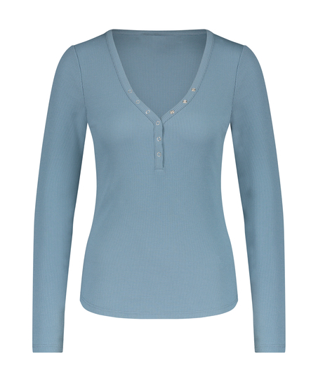 Long-Sleeved Pyjama Top, Blue