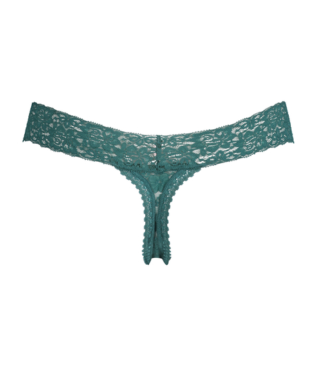 Floral Lace Thong, Blue