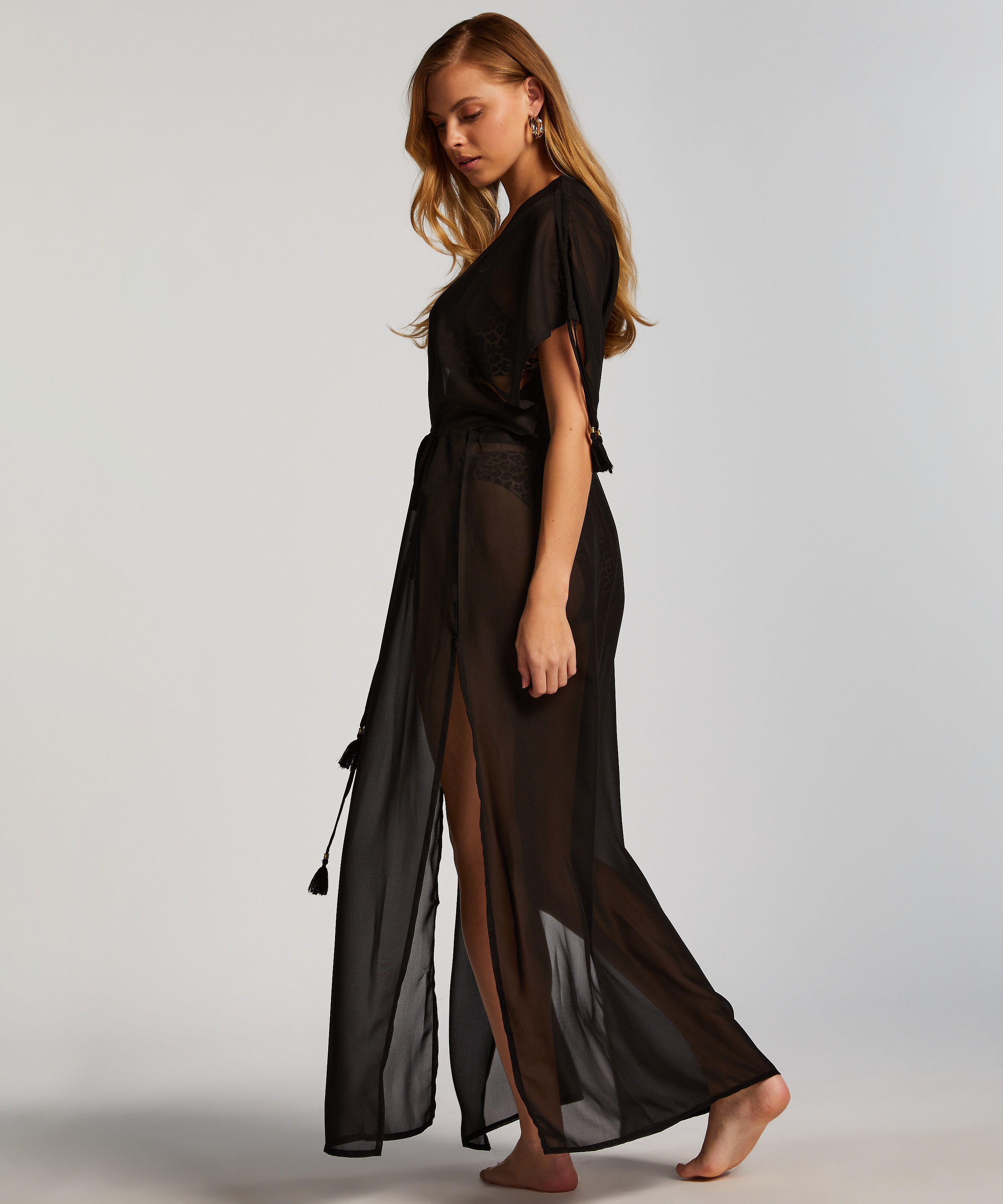 Sheer Kimono, Black, main