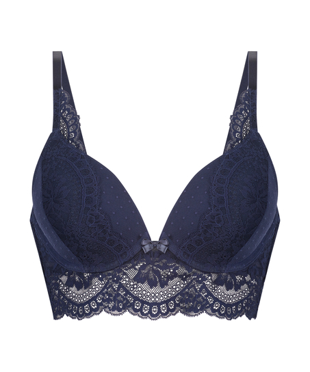 Tracey Padded Push-Up Longline Underwired Bra, Blue