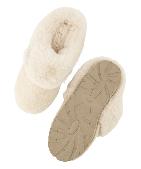 Teddy Mule Slipper, White