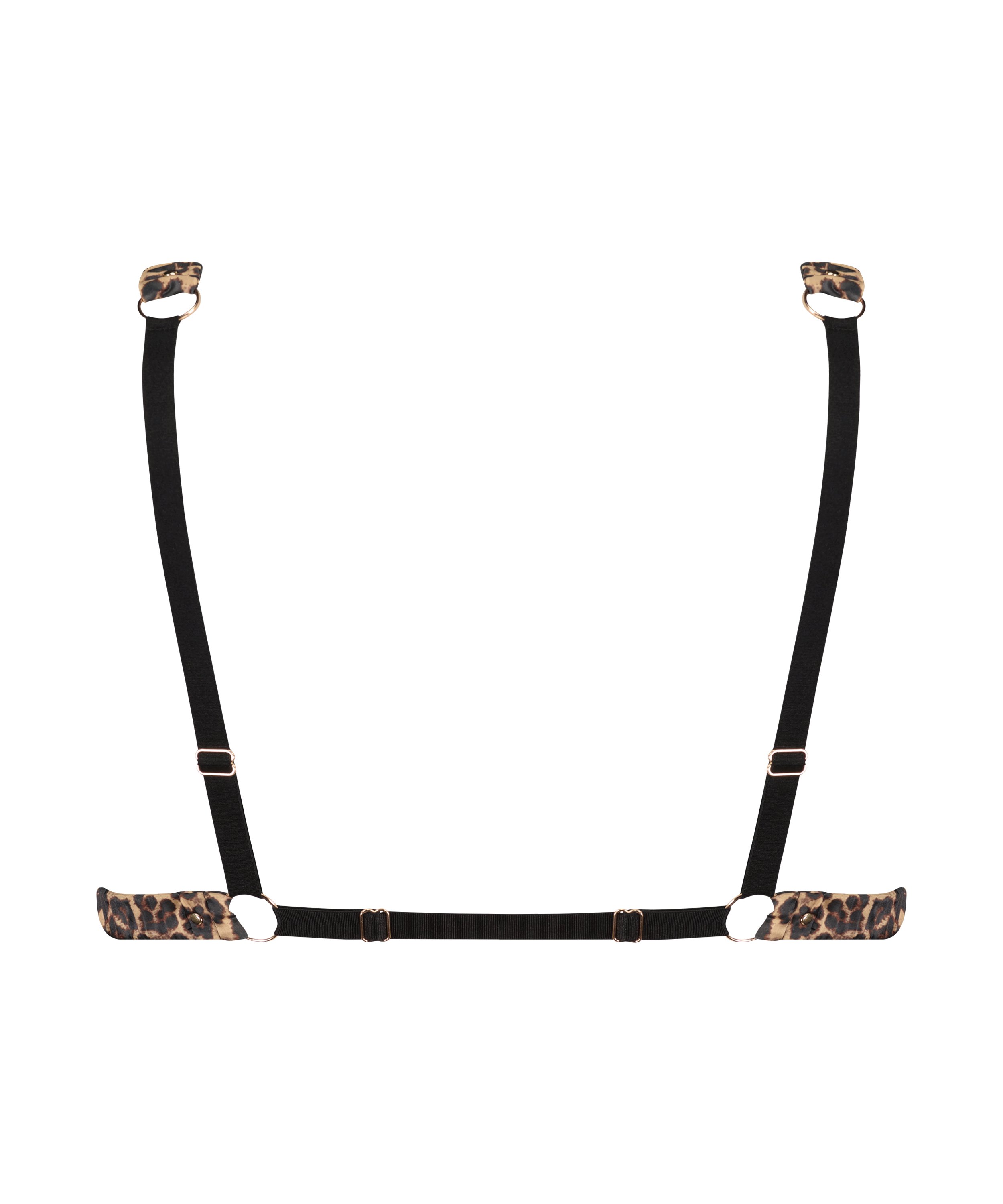 Satin Leopard Bralette, Black, main