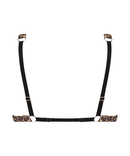 Satin Leopard Bralette, Black
