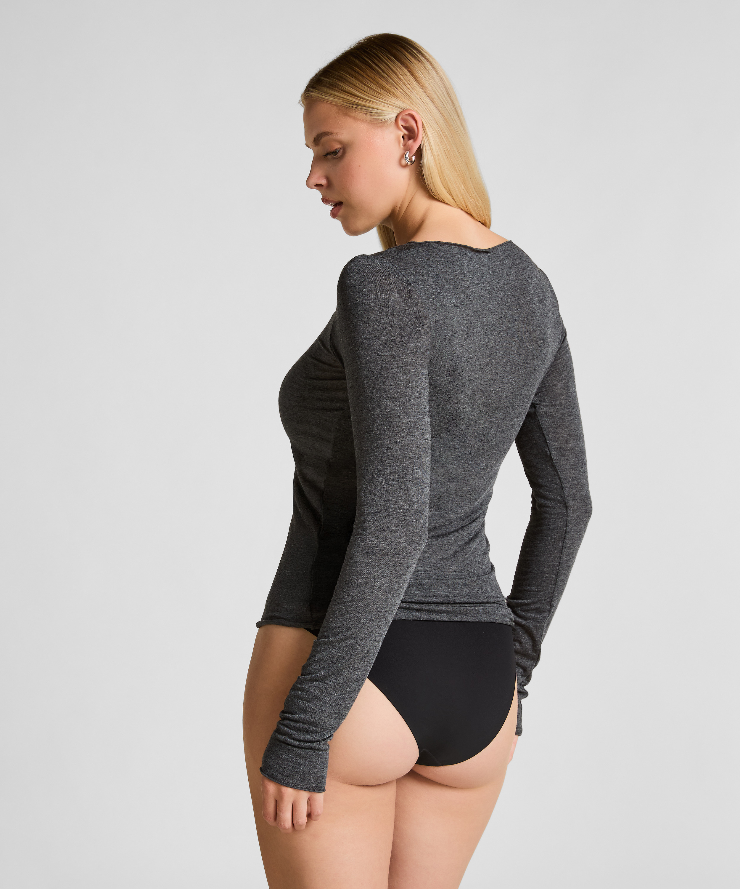 super soft Boatneck shirt with Cashmere, Grey, main