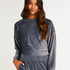 Velour rib top with long sleeves, Blue