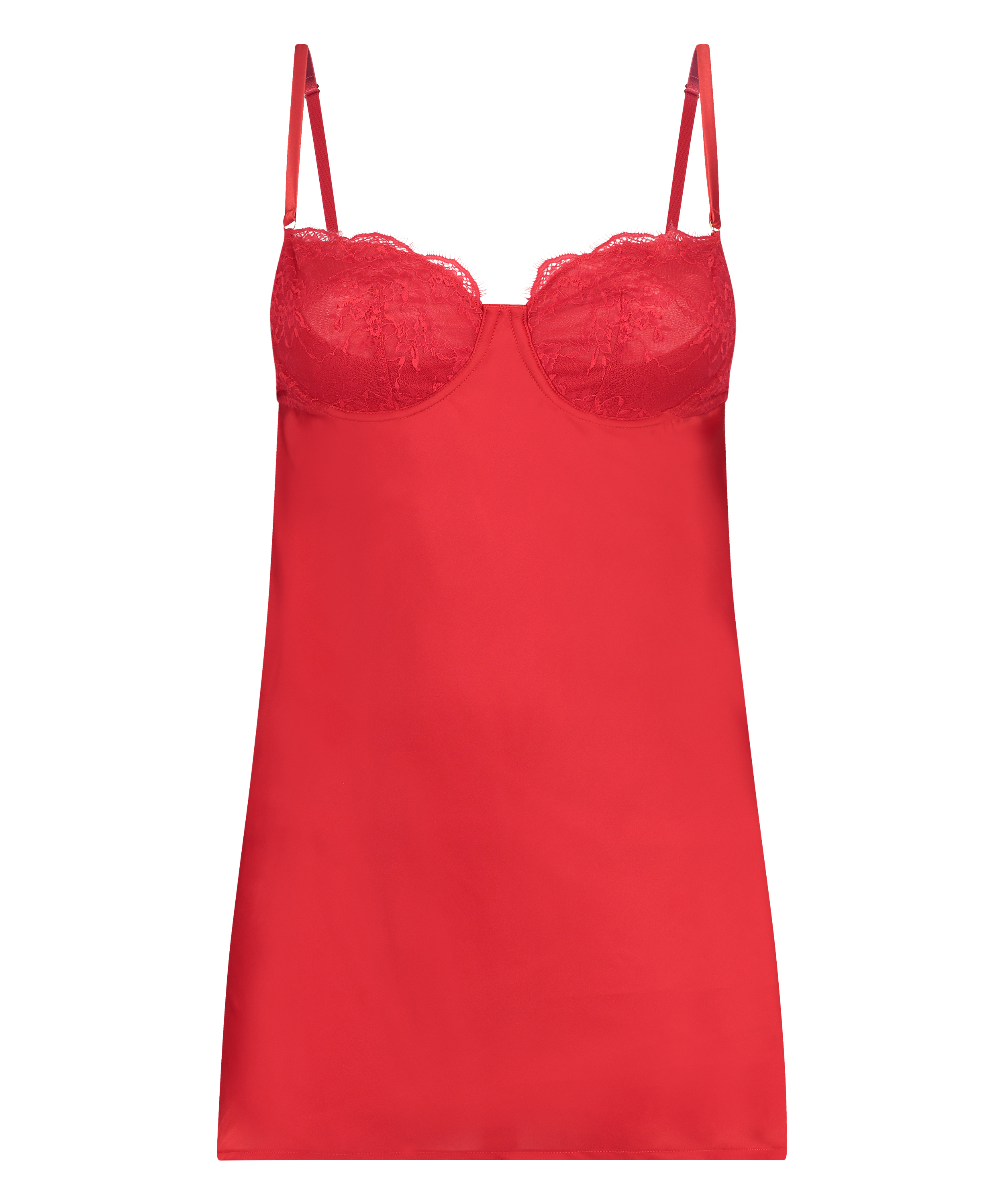 Satin Elissa Slip Dress, Red, main