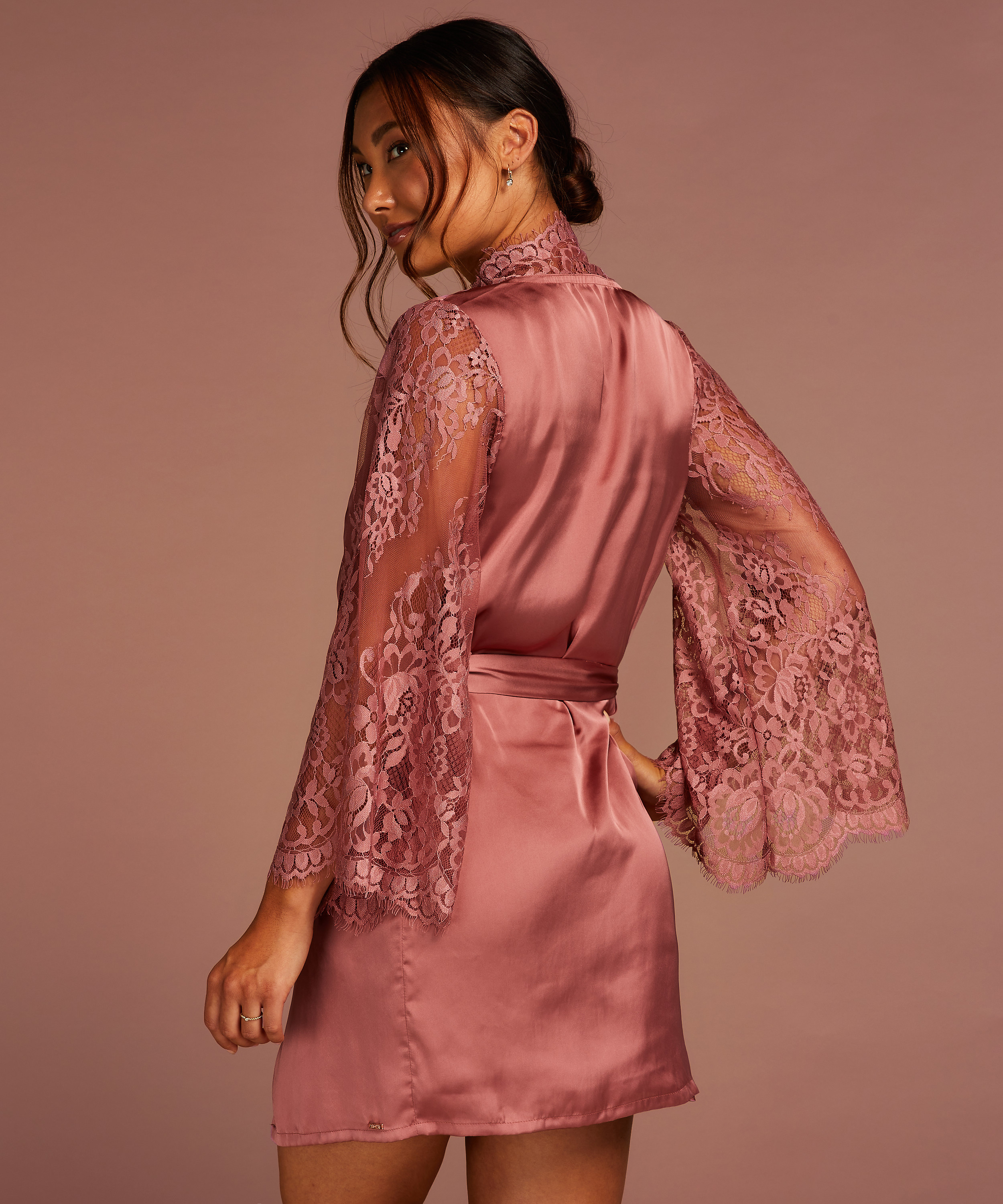 All-Over Lace Kimono, Pink, main