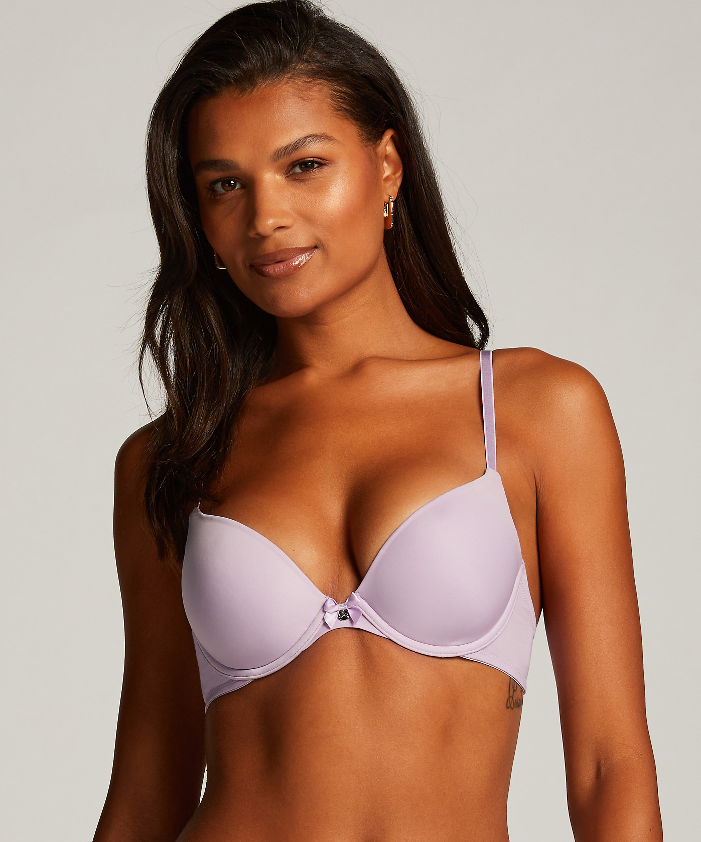 Plunge Padded Underwired Bra, Purple, main