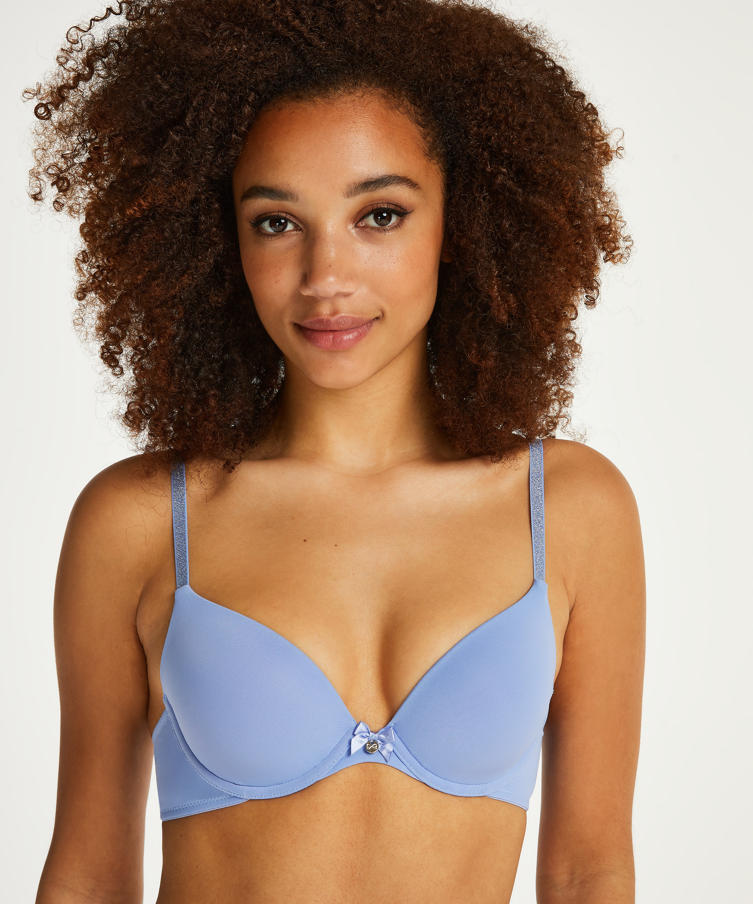 Plunge Padded Underwired Bra, Blue, main