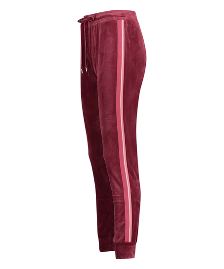 Striped Velvet Jogging Pants, Red