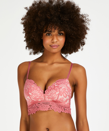 Shiloh Padded Non-wired Longline Bra, Pink