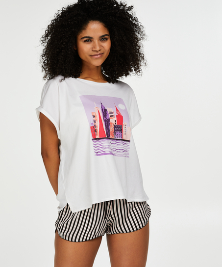 Short Sleep Pyjama Top, White