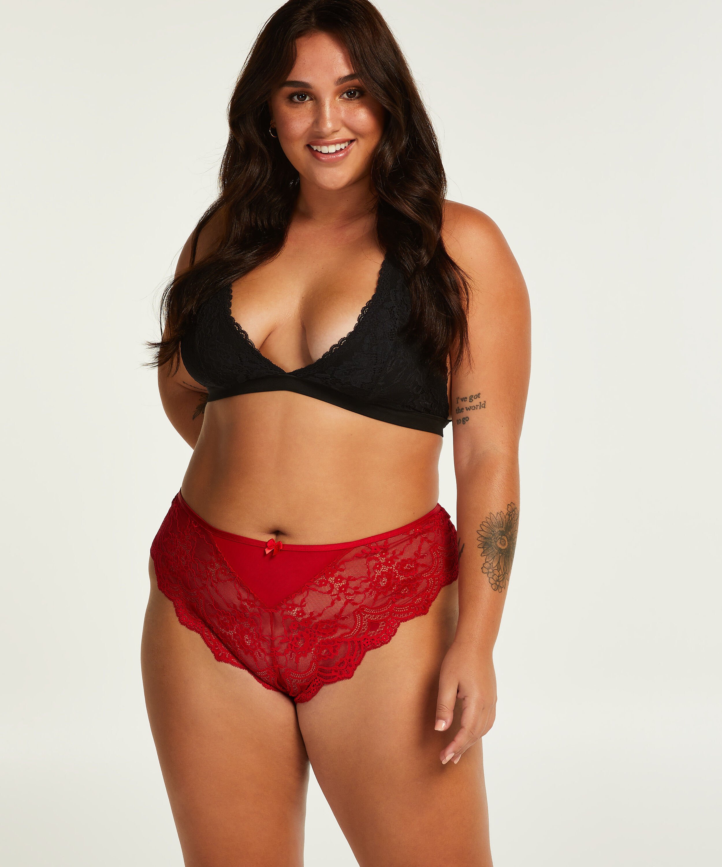 Heather High Leg Brazilian Curvy, Red