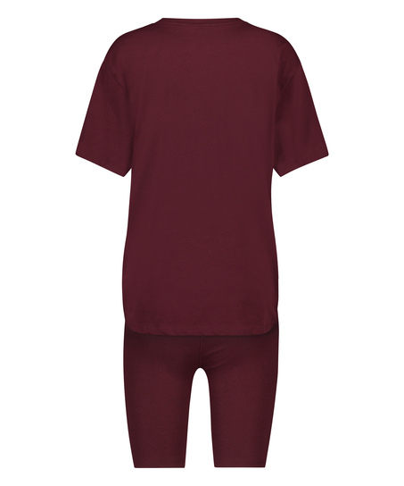 Biker Short Pyjama Set, Red