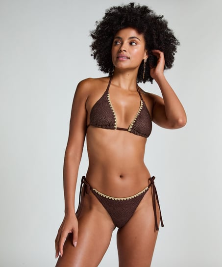 Triangle Crochet Bikini Top, Brown
