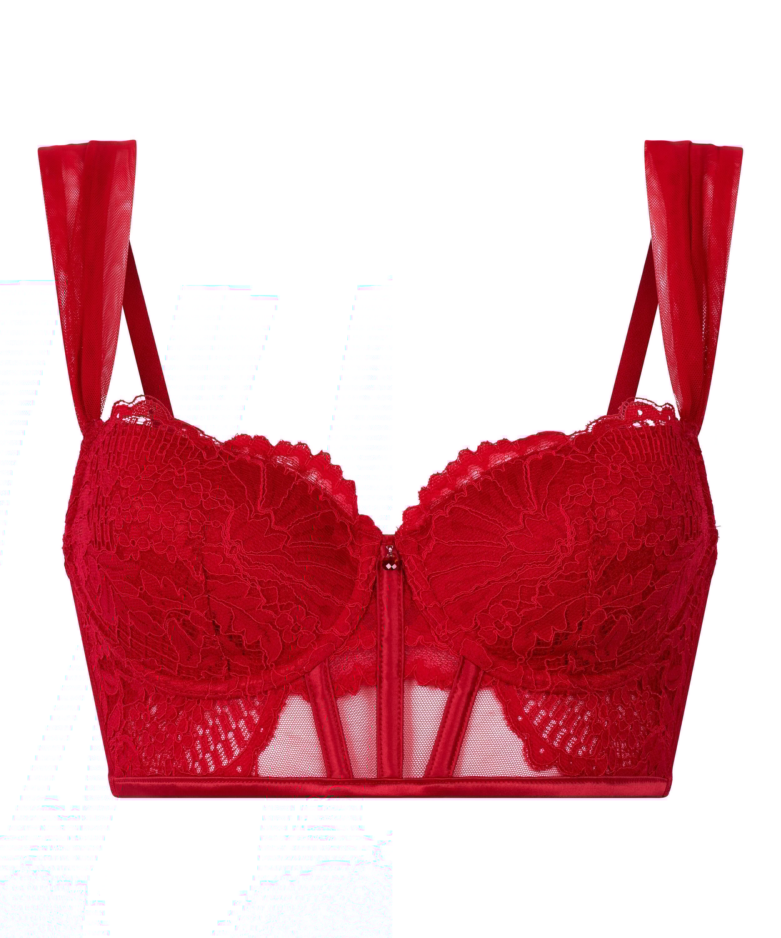 Whitney Padded Underwired Longline Bra, Red