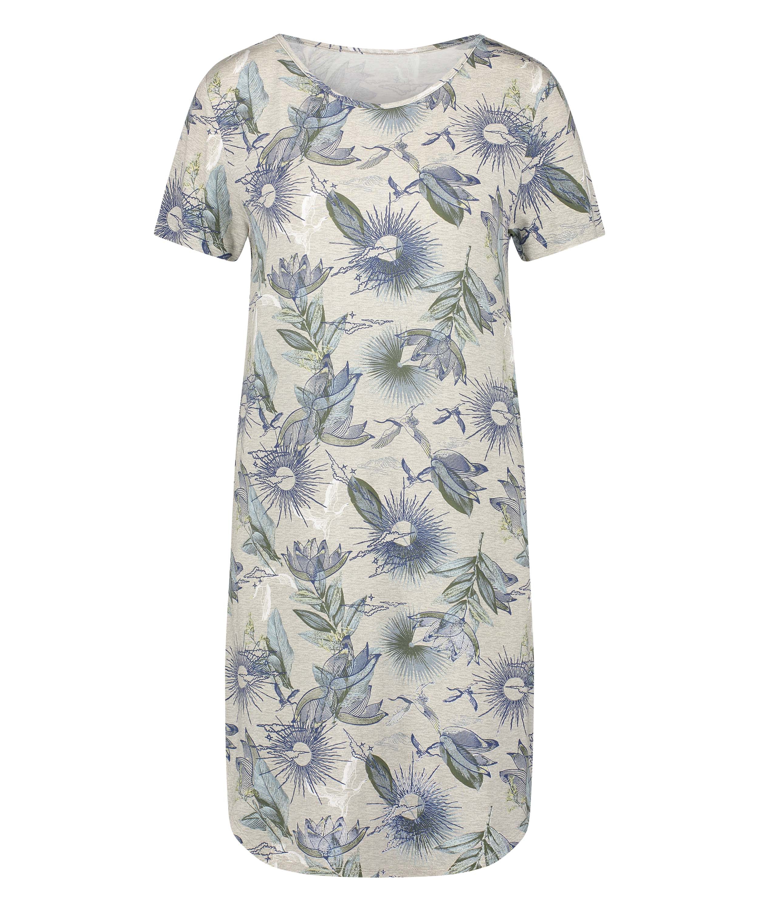 Short Sleeved Jersey Nightshirt, Beige, main