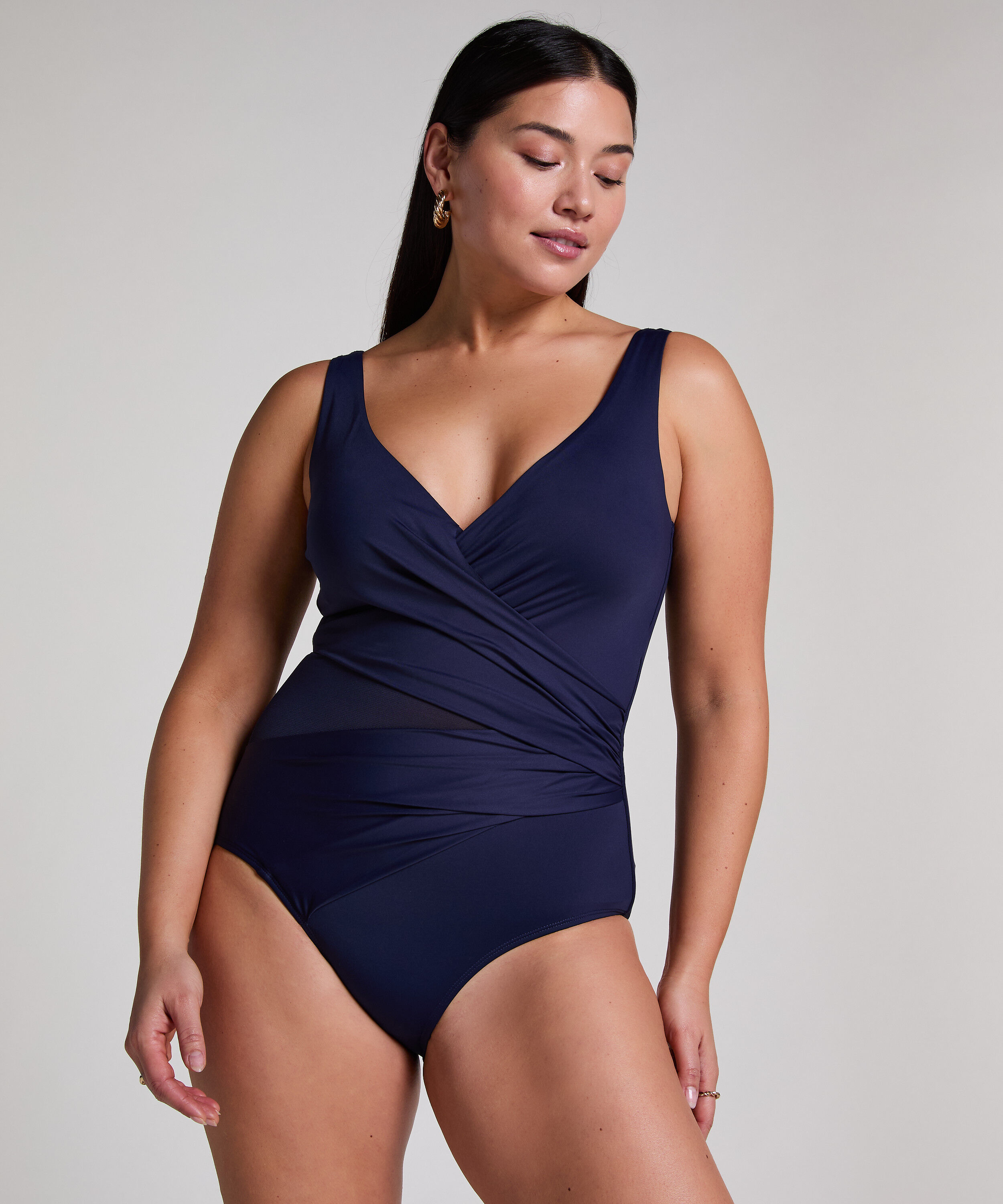 Shaping Shell Mesh Swimsuit, Blue Shaping Shell Mesh Swimsuit, Blue